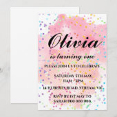 Rainbow Birthday Invitation Colorful Waterverf Kaart (Voorkant / Achterkant)