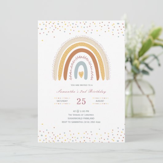 Rainbow Birthday Invitation Girls (Debout devant)