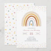 Rainbow Birthday Invitation Girls Kaart (Voorkant / Achterkant)