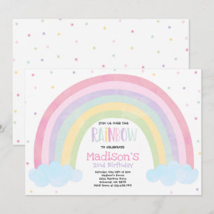 Rainbow Birthday Invitation Pastel Rainbow Party