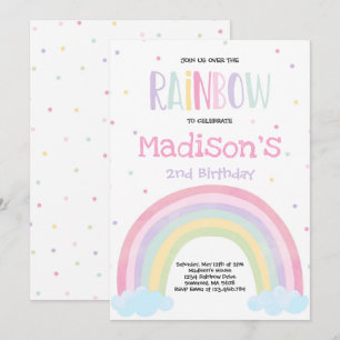 Rainbow Birthday Invitation Pastel Rainbow Party Kaart