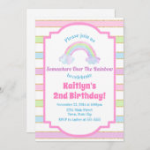 Rainbow Birthday Invitation Rainbow Girl (Devant / Derrière)
