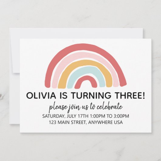 Rainbow Birthday Invite Kaart (Voorkant)