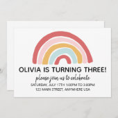 Rainbow Birthday Invite Kaart (Voorkant / Achterkant)