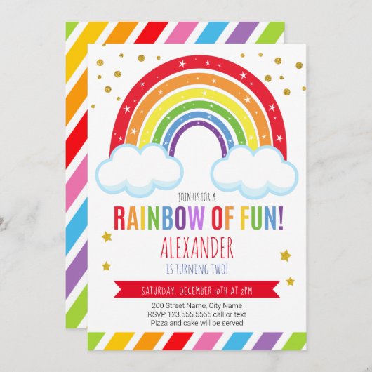 Rainbow Birthday Kaart (Voorkant / Achterkant)