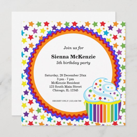 Rainbow Birthday Kaart (Voorkant / Achterkant)