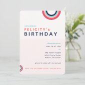 Rainbow Birthday Kinder Pink Blue Blauwgroen Party Kaart (Staand voorkant)