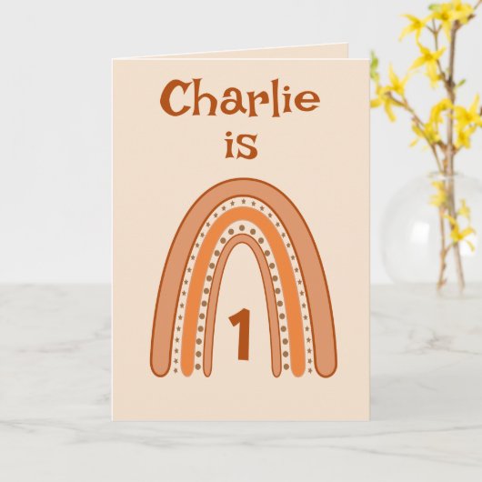 Rainbow Birthday Leeftijd Kaart (Gele Bloem)