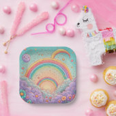 rainbow Birthday or Shower Papieren Bordje (Feest)