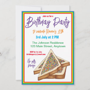 Rainbow Birthday Party Australian Fairy Bread Food Kaart