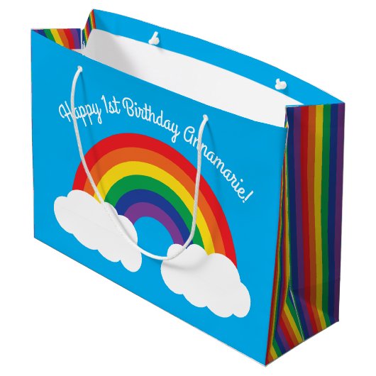 Rainbow Birthday Party Groot Cadeauzakje (Achterkant Gekanteld)