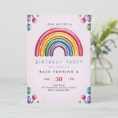 Rainbow Birthday Party Invitation – Colorful Kids  (Debout devant)