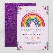 Rainbow Birthday Party Invitation – Colorful Kids  (Devant / Derrière)