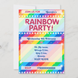 Rainbow Birthday Party Invitation  Kaart