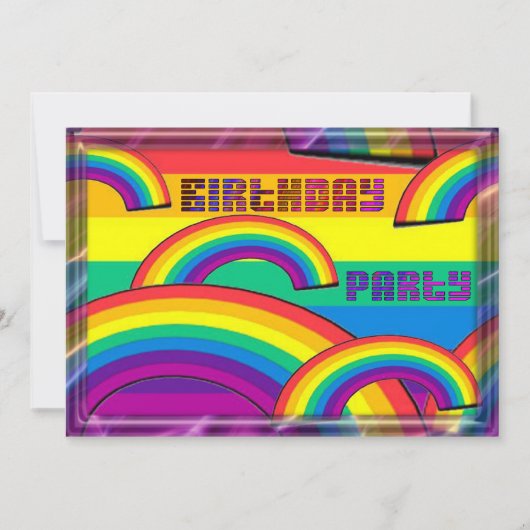Rainbow Birthday Party Invitation Kaart (Voorkant)