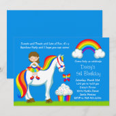 Rainbow Birthday Party Invitation Kaart (Voorkant / Achterkant)