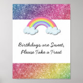 Rainbow Birthday Party Sign Poster (Voorkant)