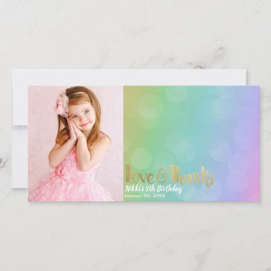 Rainbow Birthday Photo Love & Thanks Merci (Devant)
