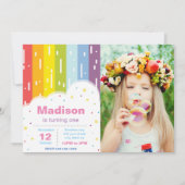 Rainbow Birthday Uitnodiging (Voorkant)