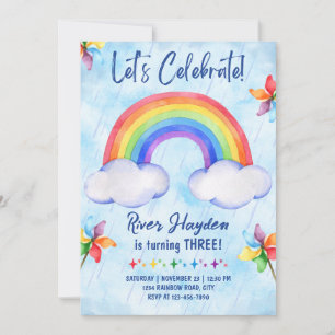 Rainbow Birthday Uitnodiging