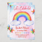 Rainbow Birthday Uitnodiging (Voorkant / Achterkant)