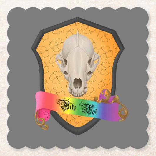 Rainbow Bite Me Badger Skull Kartonnen Onderzetters (Voorkant)