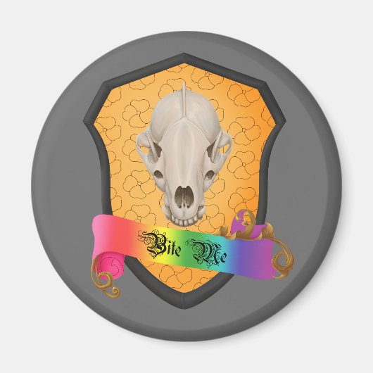 Rainbow Bite Me Badger Skull Magneet (Voorkant)