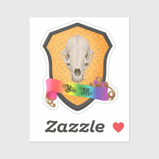 Rainbow Bite Me Badger Skull Sticker (Vel)