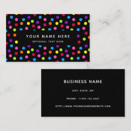 Rainbow Black Bright Polka Dots Confetti Pattern Visitekaartje