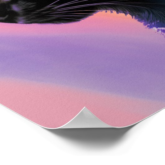 Rainbow Black Cat Design Surreal Poster Imprimer A (Coin)