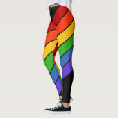 Rainbow Black Diagonaal PRIDE Striped Leggings (Links)