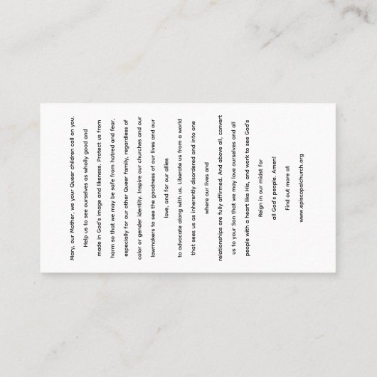 Rainbow Black Madonna Holy Kaart Visitekaartje (Achterkant)