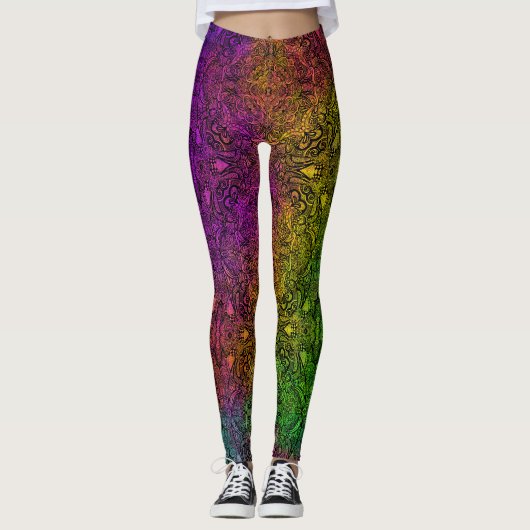 Rainbow & Black Medallion Leggings (Voorkant)