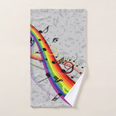 Rainbow Black Musical Notes on Grey Bad Handdoek (Handdoek)