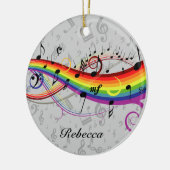 Rainbow Black Musical Notes on Grey Keramisch Ornament (Links)