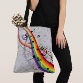 Rainbow Black Musical Notes on Grey Tote Bag (Dichtbij)