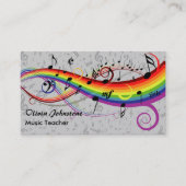 Rainbow Black Musical Notes sur Grey Carte de visi (Devant)