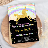 Rainbow Black Unicorn Invitations d'anniversaire