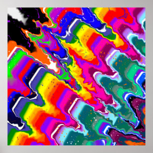 Rainbow Blip Abstracte digitale kunst Poster