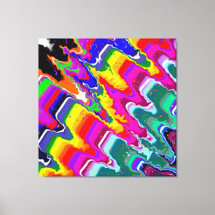 Rainbow Blip Color Burst Fluid Art Canvas Afdruk