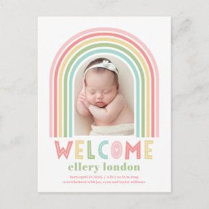Rainbow Bliss Baby Birth Announcement Briefkaart
