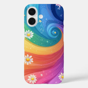 Rainbow Bloom Swirl Telefoonhoesje iPhone 16 Hoesje