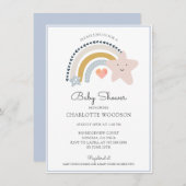 Rainbow Blue Baby shower Kaart (Voorkant / Achterkant)