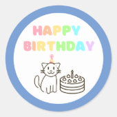 Rainbow&Blue Birthday Classic Round Sticker (Voorkant)