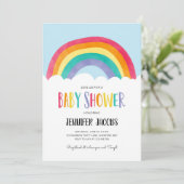 Rainbow Blue Boy Neutral Baby shower Invitation Kaart (Staand voorkant)