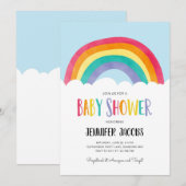 Rainbow Blue Boy Neutral Baby shower Invitation Kaart (Voorkant / Achterkant)