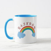 Rainbow, Blue Cloud Waterverf en aangepaste tekst Mok (Links)