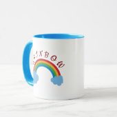 Rainbow, Blue Cloud Waterverf en aangepaste tekst Mok (Voorkant links)