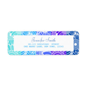 Rainbow Blue Stripes Bloemen Verjaardag Adres Etiket