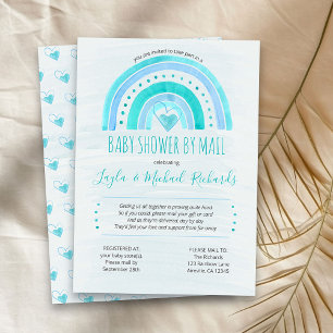 Rainbow Blue Waterverf Wash Baby shower per Mail Kaart